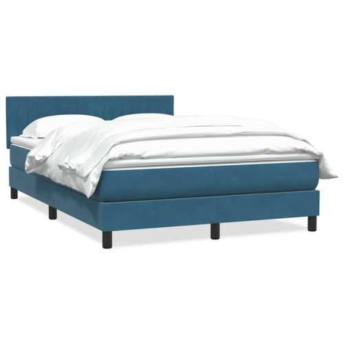 Krevet s oprugama i madracem tamnoplavi 140x210 cm baršunasti - Tamno plava 140 x 210 cm Okomite pruge Cijena