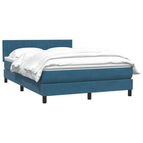 Krevet s oprugama i madracem tamnoplavi 140x210 cm baršunasti - Tamno plava 140 x 210 cm Okomite pruge Cijena