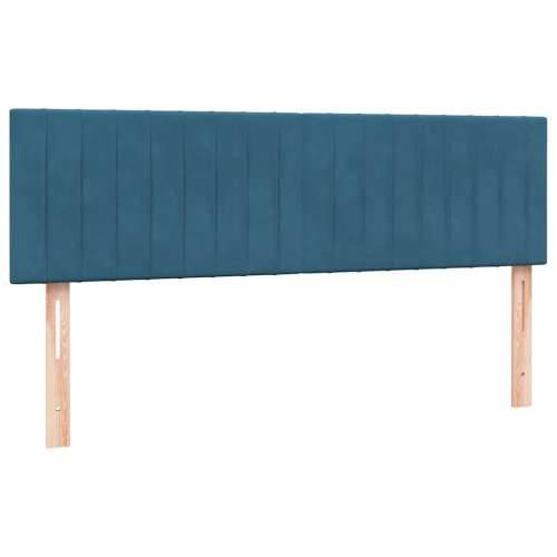 Krevet s oprugama i madracem tamnoplavi 140x210 cm baršunasti - Tamno plava 140 x 210 cm Okomite pruge Cijena