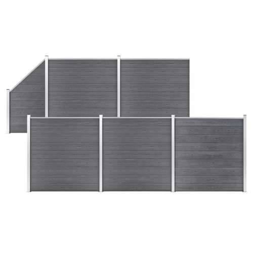 Set WPC ograda 5 kvadratnih + 1 kosa 965 x 186 cm sivi - Siva 1 5 sekcija + 1 zaklonjena sekcija Cijena