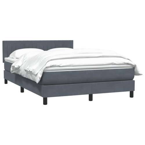 Box spring krevet s madracem tamnosivi 140x210 cm baršunasti - Tamno siva 140 x 210 cm Okomite pruge Cijena