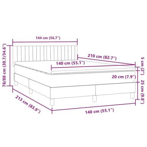 Box spring krevet s madracem tamnosivi 140x210 cm baršunasti - Tamno siva 140 x 210 cm Okomite pruge Cijena