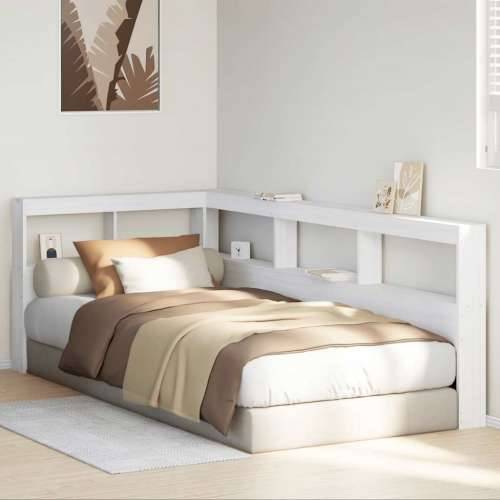 Polica za knjige uzglavlje L-oblika bijelo 90 cm borovine - Bijela 108.5 x 208.5 x 80 cm 1 Cijena