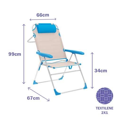 Sklopivu Stolicu Marbueno Plava Bež 67 x 99 x 66 cm Cijena