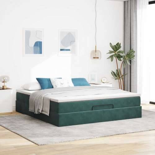 Otomanski krevet s madracem tamnozeleni 180x200 cm baršunasti - Tamnozelena 180 x 200 cm Cijena