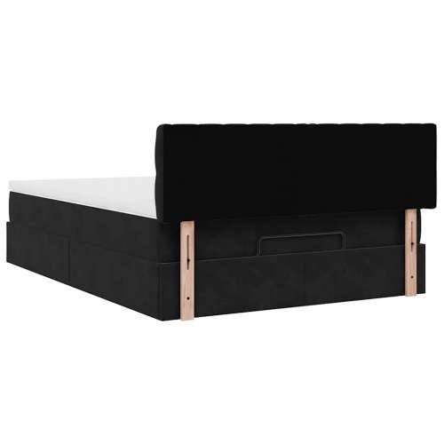 Otomanski krevet s madracem crni 140x190cm baršunasti - Crna 140 x 190 cm Dizajn s gumbima Cijena