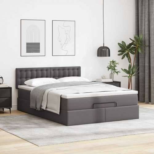 Otomanski krevet s madracima i LED sivi 140x190cm umjetna koža - Siva 140 x 190 cm Cijena