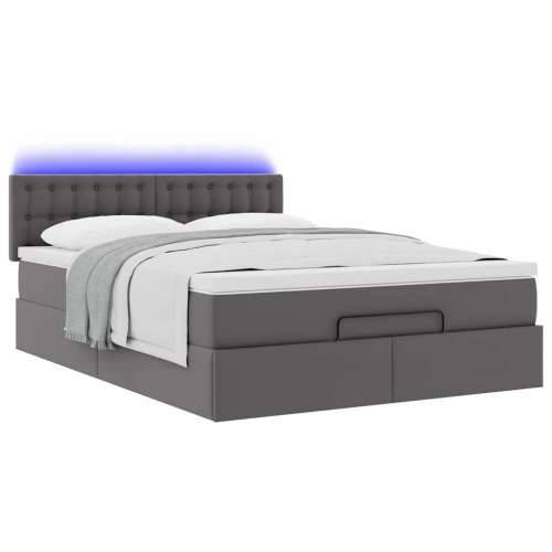 Otomanski krevet s madracima i LED sivi 140x190cm umjetna koža - Siva 140 x 190 cm Cijena