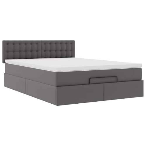 Otomanski krevet s madracima i LED sivi 140x190cm umjetna koža - Siva 140 x 190 cm Cijena