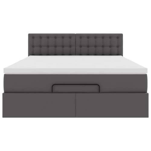 Otomanski krevet s madracima i LED sivi 140x190cm umjetna koža - Siva 140 x 190 cm Cijena