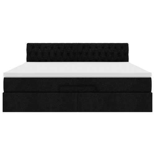Otomanski krevet s madracem i LED crni 160x200cm tkanine - Crna 160 x 200 cm Dizajn s gumbima Cijena