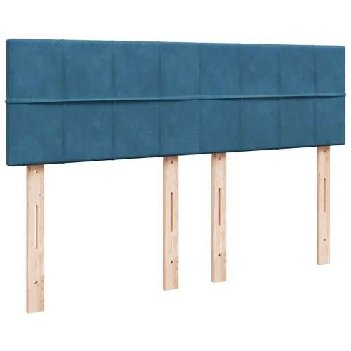 Otomanski krevet s madracem&LED tamnoplavi 140x190cm baršunasti - Tamno plava 140 x 190 cm Blok s kvadratima Cijena