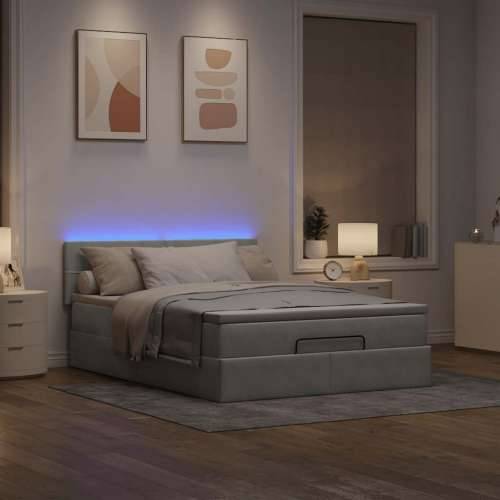 Otomanski krevet s madracem i LED 140x200 cm baršunasti - Svjetlosiva 140 x 200 cm Blok s kvadratima Cijena