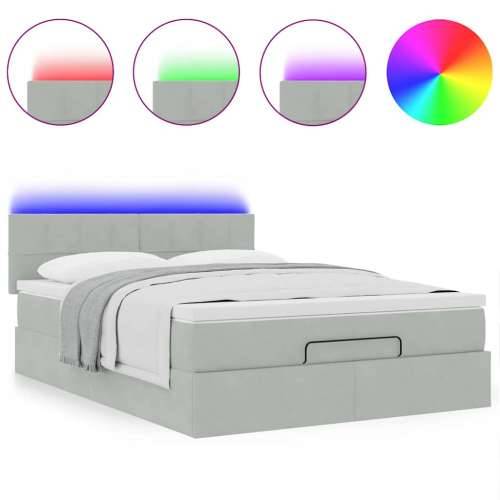 Otomanski krevet s madracem i LED 140x200 cm baršunasti - Svjetlosiva 140 x 200 cm Blok s kvadratima Cijena