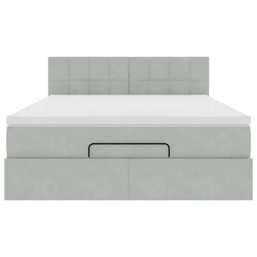 Otomanski krevet s madracem i LED 140x200 cm baršunasti - Svjetlosiva 140 x 200 cm Blok s kvadratima Cijena