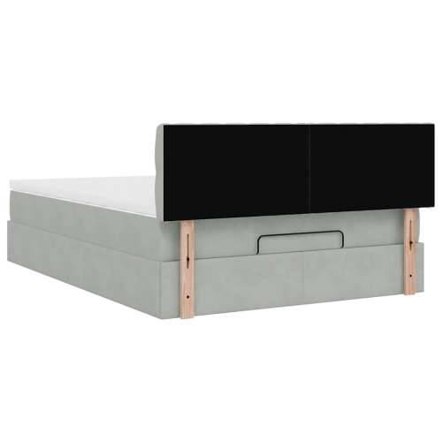 Otomanski krevet s madracem i LED 140x200 cm baršunasti - Svjetlosiva 140 x 200 cm Dizajn s gumbima Cijena