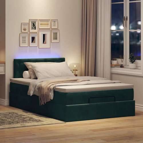Otomanski krevet s madracem&LED tamnozeleni 120x200cm baršun - Tamnozelena 120 x 200 cm gumbi Cijena