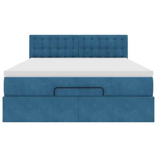 Otomanski krevet s madracem&LED tamnoplavi 140x190cm baršunasti - Tamno plava 140 x 190 cm gumbi Cijena