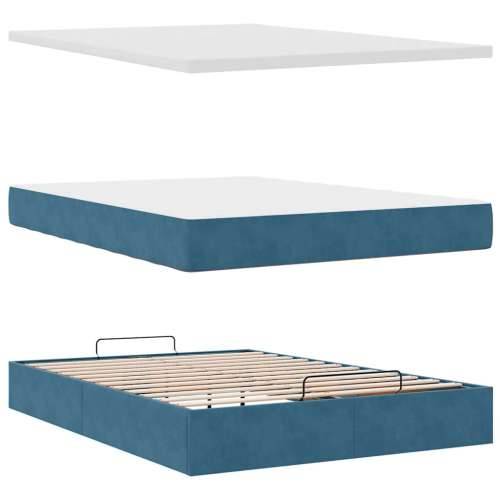 Otomanski krevet s madracem&LED tamnoplavi 140x190cm baršunasti - Tamno plava 140 x 190 cm gumbi Cijena
