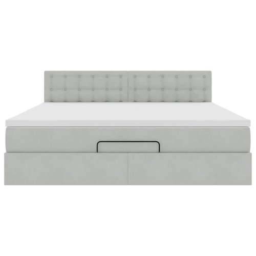 Otomanski krevet s madracem&LED 180x200cm baršunasti - Svjetlosiva 180 x 200 cm gumbi Cijena
