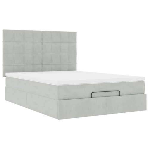 Otomanski krevet s madracima svijetlosivi 140x200 cm baršunasti - Svjetlosiva 140 x 200 cm Blok s kvadratima Cijena