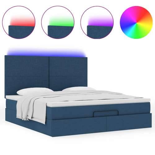 Otomanski krevet s madracem i LED plavi 180x200cm od tkanine - Plava 180 x 200 cm Gladak dizajn Cijena