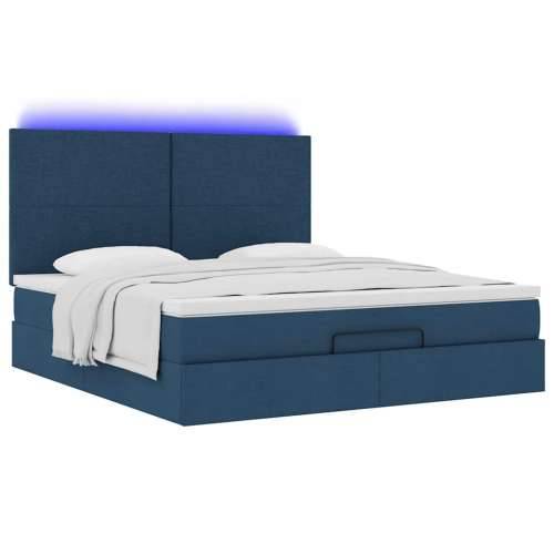 Otomanski krevet s madracem i LED plavi 180x200cm od tkanine - Plava 180 x 200 cm Gladak dizajn Cijena
