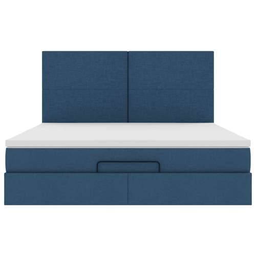 Otomanski krevet s madracem i LED plavi 180x200cm od tkanine - Plava 180 x 200 cm Gladak dizajn Cijena