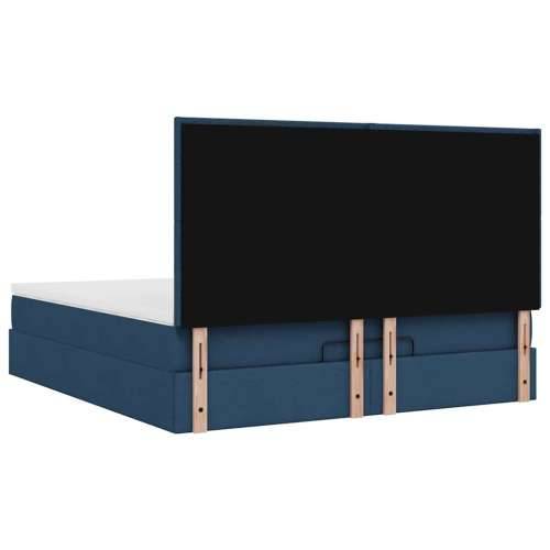 Otomanski krevet s madracem i LED plavi 180x200cm od tkanine - Plava 180 x 200 cm Gladak dizajn Cijena