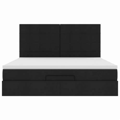 Otomanski krevet s madracem i LED crni 160x200cm tkanine - Crna 160 x 200 cm Blok s kvadratima Cijena