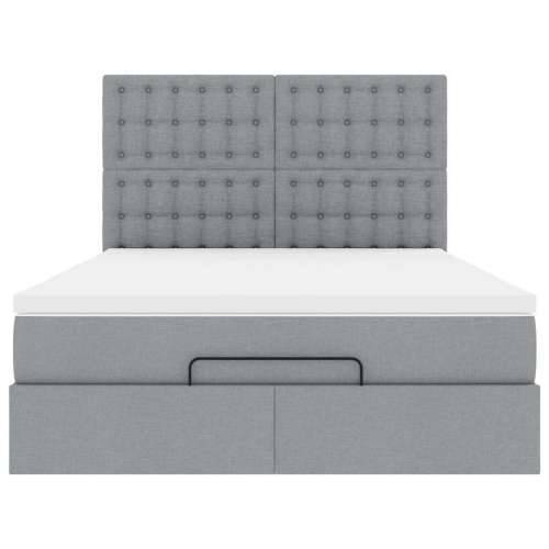 Otomanski krevet s madracem&LED svijetlosivi 140x190 cm tkanine - Svjetlosiva 140 x 190 cm gumbi Cijena