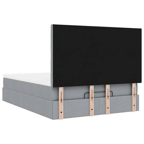 Otomanski krevet s madracem&LED svijetlosivi 140x190 cm tkanine - Svjetlosiva 140 x 190 cm gumbi Cijena