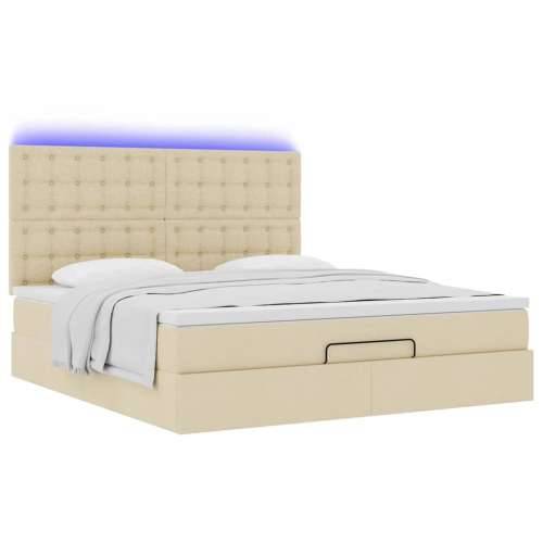 Otomanski krevet s madracem i LED krem 180x200cm od tkanine - Krema 180 x 200 cm gumbi Cijena