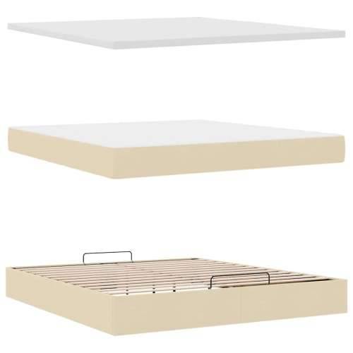 Otomanski krevet s madracem i LED krem 180x200cm od tkanine - Krema 180 x 200 cm gumbi Cijena