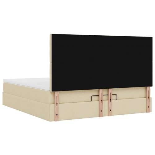 Otomanski krevet s madracem i LED krem 180x200cm od tkanine - Krema 180 x 200 cm gumbi Cijena