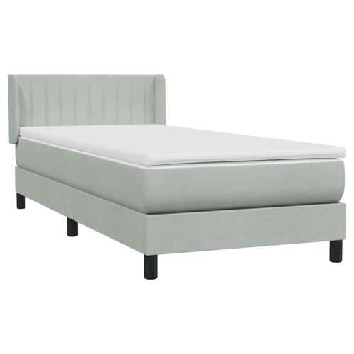 Box Spring krevet s madracem svijetlo sivi 90x220 cm baršun - Svjetlosiva 90 x 220 cm Okomite pruge Cijena