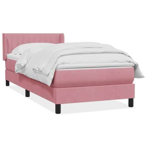 Box spring krevet s madracem ružičasti 90x220 cm baršunasti - Ružičasta 90 x 220 cm Okomite pruge Cijena