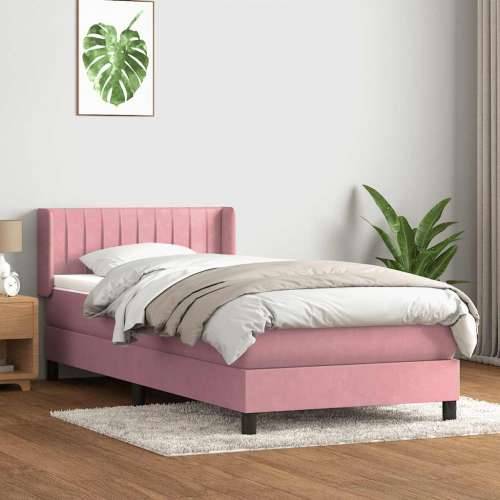 Box spring krevet s madracem ružičasti 90x220 cm baršunasti - Ružičasta 90 x 220 cm Okomite pruge Cijena