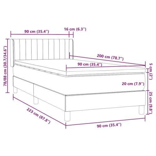 Box spring krevet s madracem ružičasti 90x220 cm baršunasti - Ružičasta 90 x 220 cm Okomite pruge Cijena