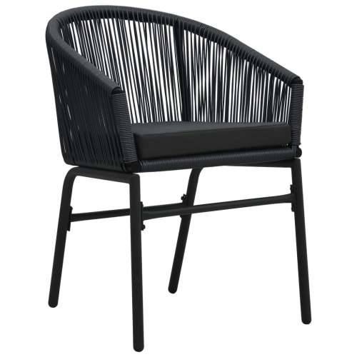 3-dijelni bistro set od poliratana s jastucima crni   - Crna 3 Cijena