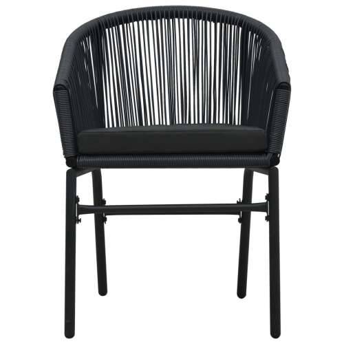 3-dijelni bistro set od poliratana s jastucima crni   - Crna 3 Cijena
