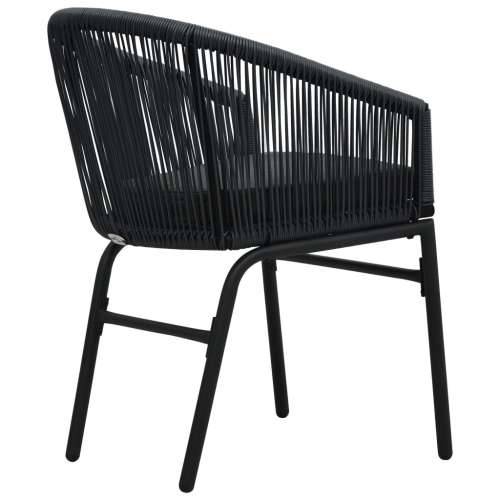 3-dijelni bistro set od poliratana s jastucima crni   - Crna 3 Cijena