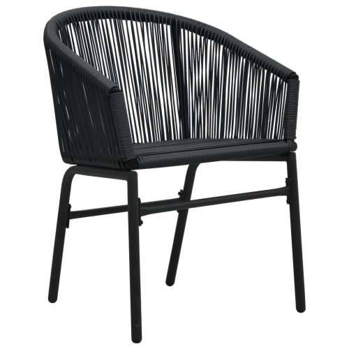3-dijelni bistro set od poliratana s jastucima crni   - Crna 3 Cijena