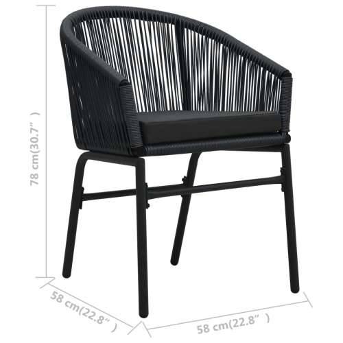 3-dijelni bistro set od poliratana s jastucima crni   - Crna 3 Cijena