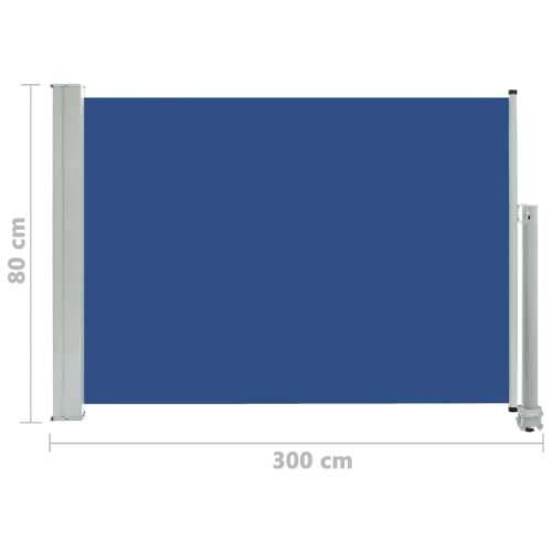 Uvlačiva bočna tenda za terasu 80 x 300 cm plava Cijena