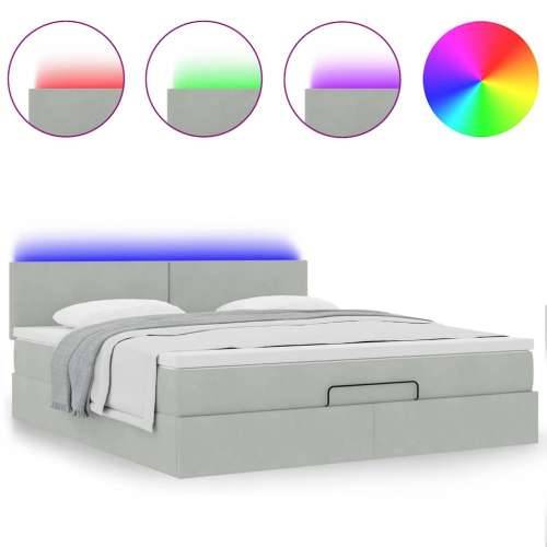 Otomanski krevet s madracem&LED 180x200cm baršunasti - Svjetlosiva 180 x 200 cm Gladak dizajn Cijena