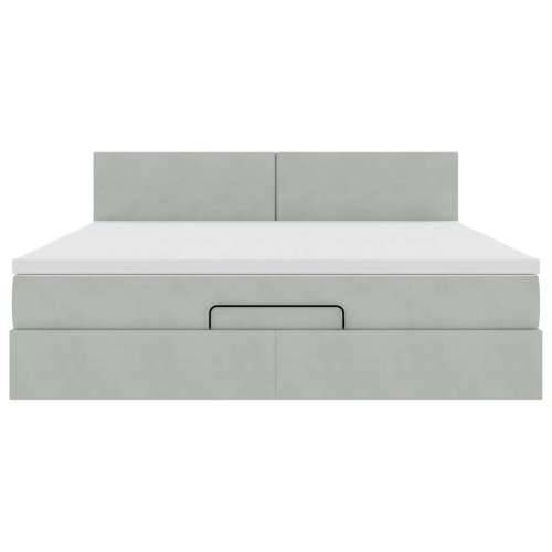 Otomanski krevet s madracem&LED 180x200cm baršunasti - Svjetlosiva 180 x 200 cm Gladak dizajn Cijena