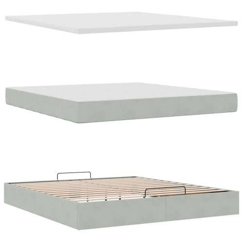 Otomanski krevet s madracem&LED 180x200cm baršunasti - Svjetlosiva 180 x 200 cm Gladak dizajn Cijena