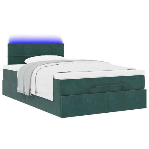 Otomanski krevet s madracem&LED tamnozeleni 120x200cm baršun - Tamnozelena 120 x 200 cm Blok s kvadratima Cijena