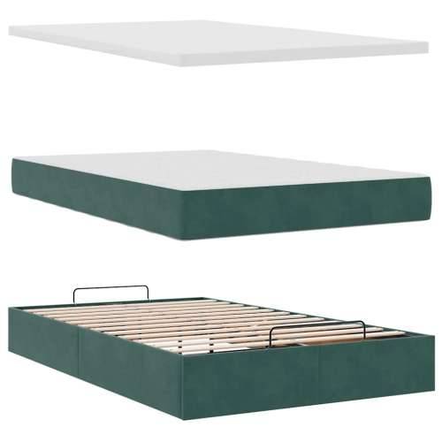 Otomanski krevet s madracem&LED tamnozeleni 120x200cm baršun - Tamnozelena 120 x 200 cm Blok s kvadratima Cijena